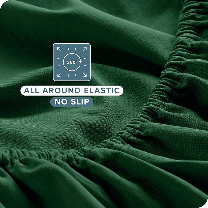 Bare Home Full Sheet Set - Luxury 1800 Ultra-Soft Microfiber Double Brushed - Deep Pockets - Easy Fit - 4 Piece Set - Bedding Sheets & Pillowcases (Full, Heathered Forest Green)