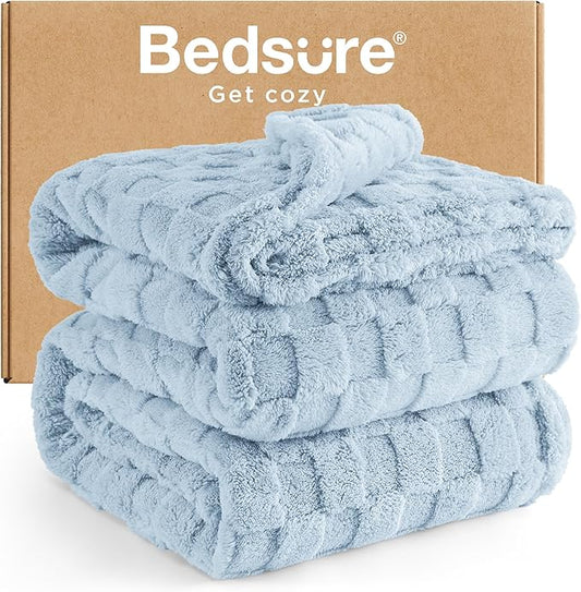 Bedsure GentleSoft King Size Blanket for Bed - Super Soft Cozy Blankets for Women Men Girls, Large Fuzzy Fleece Throw for Bedroom Decor, Light Blue,108x90 Inches