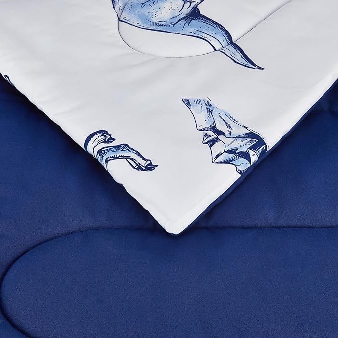 Amazon Basics 2-Piece Soft Microfiber Kid's Comforter and Pillow Sham Set, Twin, Dinosaurs, Animal Print