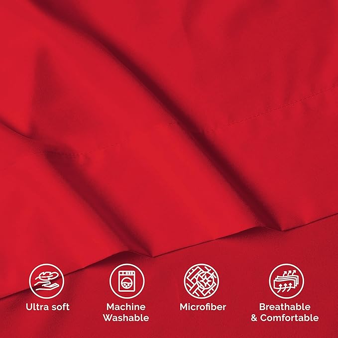 Luxury Flat Sheet on Amazon Elegant Comfort Wrinkle-Free 1500 Premier Hotel Quality 1-Piece Flat Sheet, Twin/Twin XL Size, Red