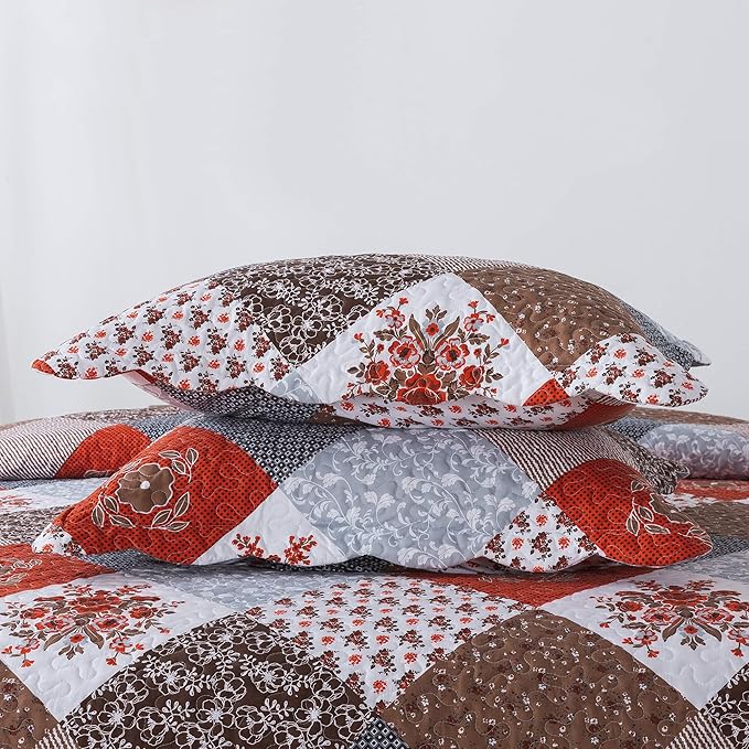 Travan Floral Printed Quilt Sets 3-Piece Super Soft Lightweight King Size Bedspread with Shams Reversible Quilted Bedding Set, King