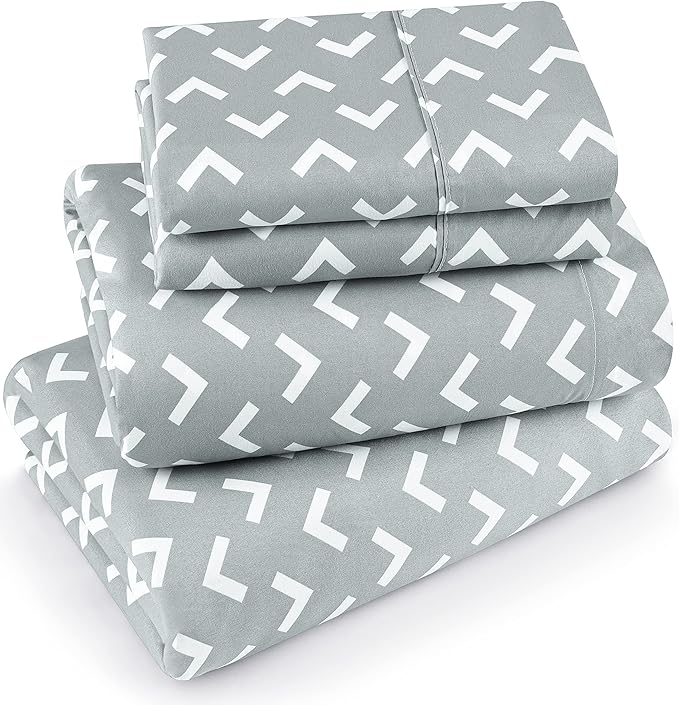 Utopia Bedding Queen Sheet Set, Soft Microfiber 4 Piece Bed Sheets with 15" Deep Pocket - Easy Care Brushed Microfiber (Arrows - White)