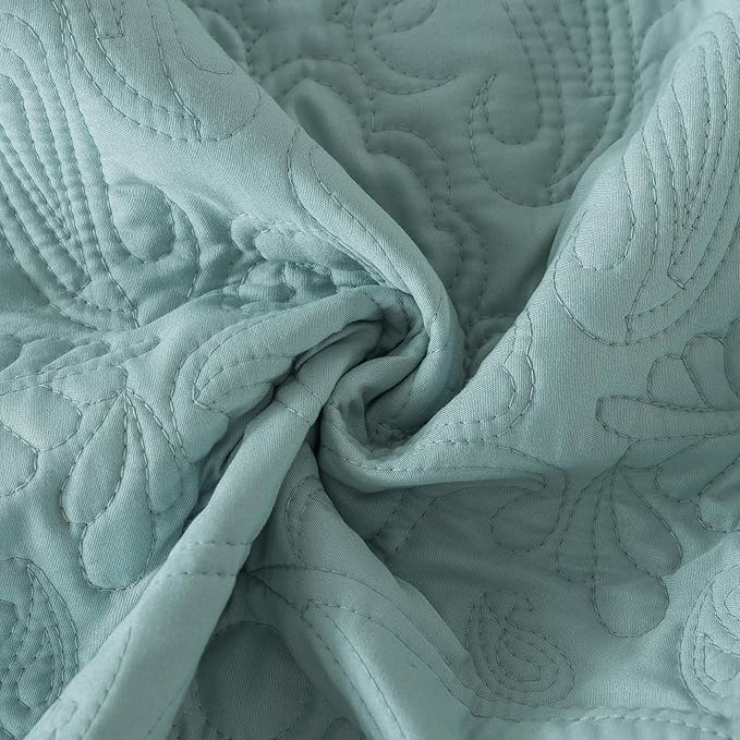 HoneiLife King Quilt Bedding Set - 3 Piece Microfiber Quilt Sets Lightweight Bedspreads Reversible Coverlets Retro Bed Cover Quilt King Size All Season Quilts-Sage Green