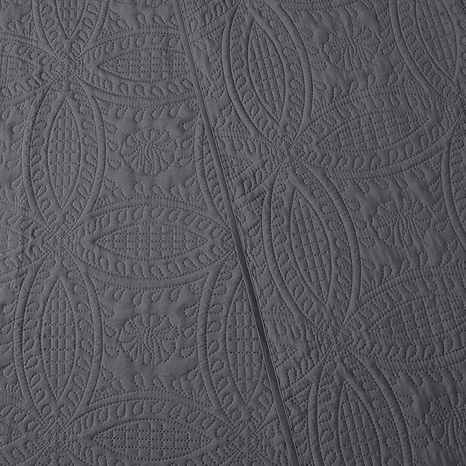 Mellanni Twin Bedspread Coverlet Set - Bedding Cover with Sham - Ultrasonic Quilting Technology - 2 Piece Oversized Quilt Set - Bedspreads & Coverlets (Twin, Gray)