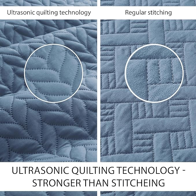 IR Imperial Rooms Twin Quilt Bedding Set (68” x 86”) - Bulk Pack of 10 Wholesale for Hotels, Guest Bedroom & Airbnbs - Lightweight Microfiber Reversible Embossed Quilts Bedspreads (Light Blue)