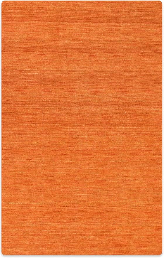 Rugsotic Carpets Hand Knotted Loom Wool ECO-Friendly Area Rugs - 5'x8', Rectangle, Orange Color, Solid Plain Design, High Pile Handmade Anti Skid Area Rugs for Living Room, Bed Room (L00111)