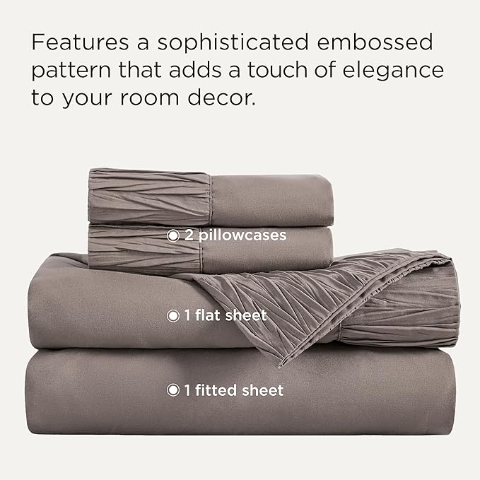Bedsure California King Sheet Sets - 4 Pieces Soft Cal King Sheets - Breathable & Cooling - Hotel Luxury - Easy Care Polyester Microfiber Bedding for Women, Men, Taupe