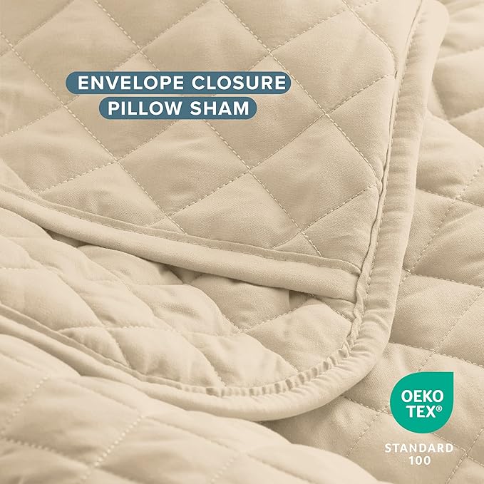 Bare Home Coverlet Set - King Size - Lightweight Bed Decor - Comforter Alternative - All-Season Quilted Bedspread (King, Sand)