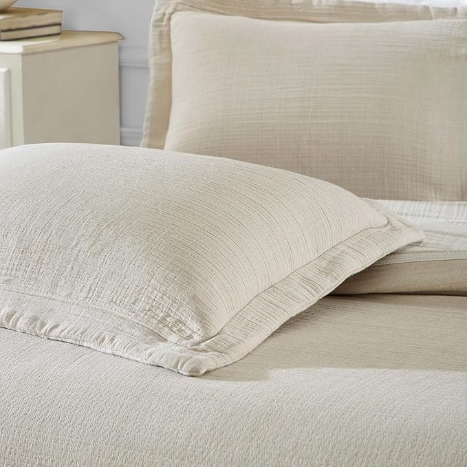 Superior 3 Piece Cotton Reversible Bedspread and Sham Set, Home Bed Decor, Decorative Bed Spread, 2 Pillow Shams, Medium Weight, Matelasse Coverlet Bedding, Valencia Collection, King Size, Beige