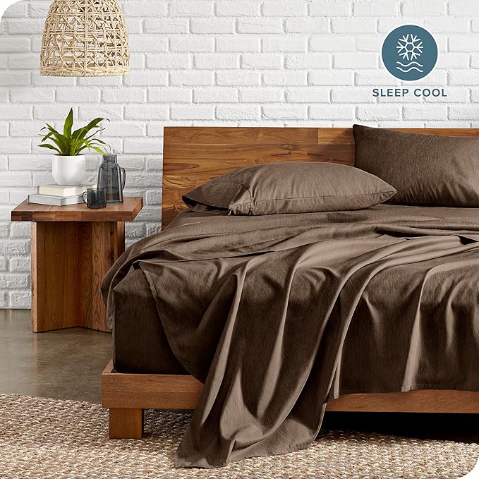 Bare Home Twin XL Sheet Set - 1800 Ultra-Soft Microfiber Twin Extra Long Sheets - Double Brushed - Deep Pockets - Easy Fit - Soft - 3 Piece Set - Bed Sheets (Twin XL, Heathered Taupe)