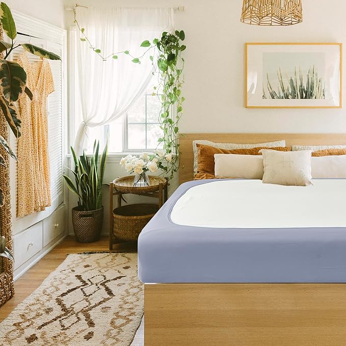 Biscaynebay Decorative Box Spring Cover Full & Full XL Size, Silver Grey Luxurious Jersey Knitting Stretchy Wrap Around 4 Sides Bed Skirt for Home/Hotels, Easy Fit Wrinkle & Fade Free Machine Washable