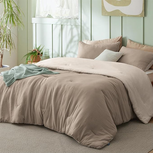 Bedsure Twin/Twin XL Comforter Set, Khaki Beige Soft Prewashed Bedding for All Seasons, 2 Pieces GentleSoft™ Bed Set, 1 Lightweight Comforter (68"x88") and 1 Pillowcase (20"x26")