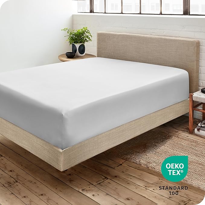 Bare Home Fitted Bottom Sheet Full Size - Premium 1800 Microfiber - Ultra-Soft Hotel Luxury - Deep Pocket - Durable and Long Lasting (Full, Cloud Grey)