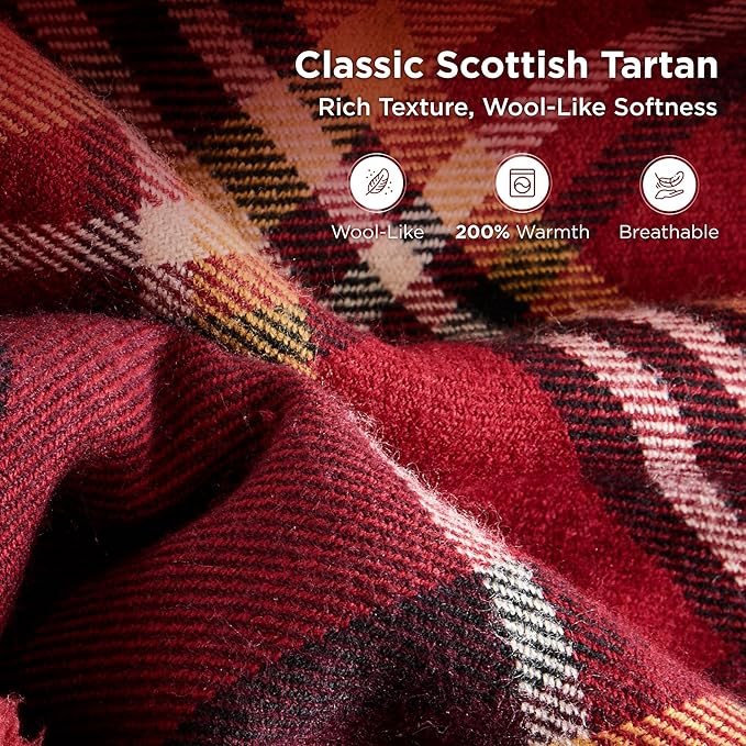 Sophia & William Throw Blanket for Couch Sofa(60x80 Inches) - Reversible Fluffy Soft Blanket, Gifts for Women, Red