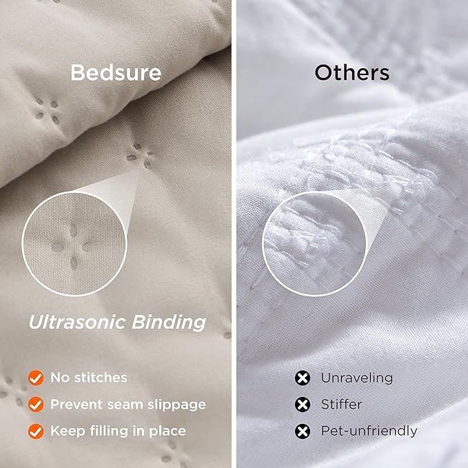 Bedsure Twin Quilt - Ultra Soft Twin XL Quilt Bedding for Dorm Decor, Lightweight All-Season Comforter, Linen Bedspread Coverlet with Clover Pattern, 68 x 86 Inches