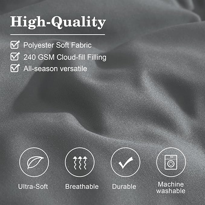 Monbix King Size Comforter Set - 7 Pieces Bed in a Bag King, Grey Bedding Sets with Comforter, All Seasons Comforter Bed Set with Sheets, Pillowcases & Shams