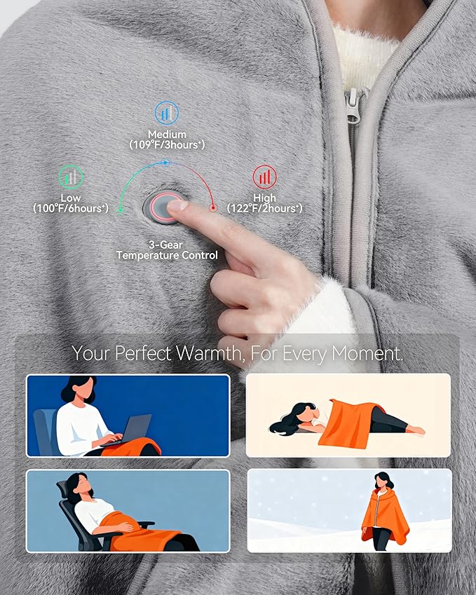 Cordless Heated Throw with Portable Battery Pack | Far Infrared USB Electric Blanket | Ultra-Soft Faux Rabbit Fur for Couches, Office, Camping & Travel