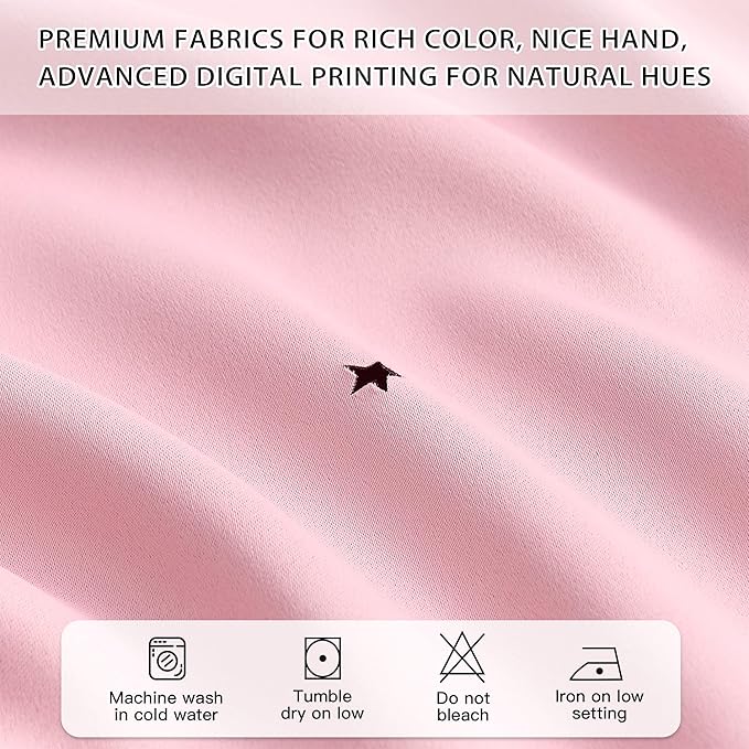 XiDi Pink Blackout Curtains with Sheer Overlay Mix and Match Double Layer 80% Room Darkening Window Treatment Set for Girls Bedroom Living Room Pink Star Drapes with Tiebacks Grommet Top 52" Wx96 Lx2