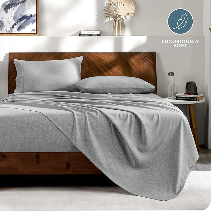 Bare Home Bed-in-A-Bag 7 Piece Comforter & Sheet Set - King - Goose Down Alternative - Ultra-Soft 1800 Premium Bedding Set - Cationic (King, Heathered Pewter)