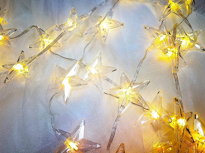 Bed Canopy with LED Star Lights, White Canopy Bed Curtain with RGB Color Changing String Lights with Smart App Control Remote for Princess Girls Bedroom, Suggested for Twin Full Queen King Bed