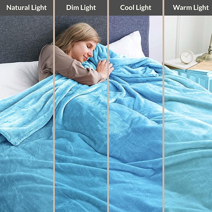 MOONLIGHT20015 Fleece Blanket 2 Pack - Super Soft Fluffy Light Blue Throw Blanket for Sofa and Bed - Warm and Cozy Lightweight 400 GSM Microfiber Bed Throws Blankets, 50x60 Inches (Throw/Travel)