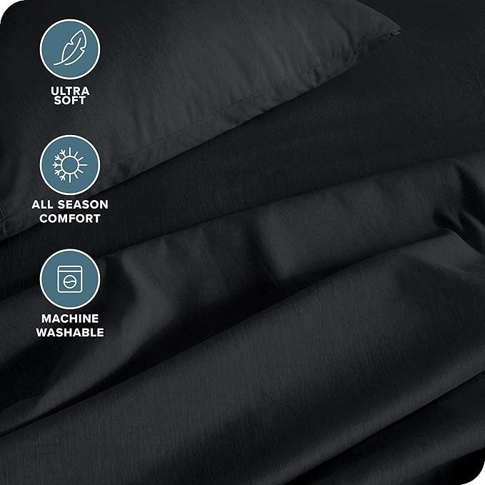 Bare Home Full Sheet Set - Luxury 1800 Ultra-Soft Microfiber Double Brushed - Deep Pockets - Easy Fit - 4 Piece Set - Bedding Sheets & Pillowcases (Full, Heathered Black)
