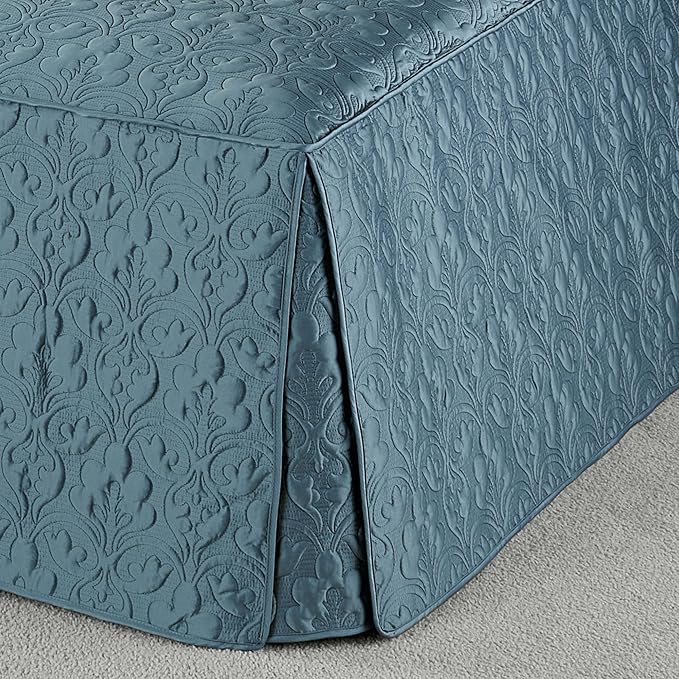 Cambridge Classic Luxury Bedding | Bold Blue Shadow Solid Color Polyester Satin | Elaborate Damask Quilting | 2 Piece Bed Set Includes Twin Bedspread and Standard Pillow Sham | Also Fits Twin XL Beds