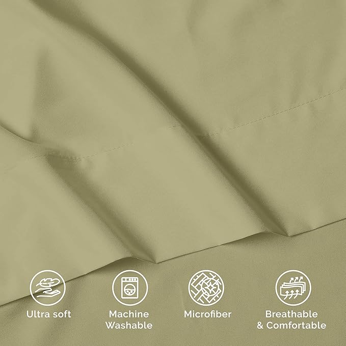 Luxury Flat Sheet on Amazon Elegant Comfort Wrinkle-Free 1500 Premier Hotel Quality 1-Piece Flat Sheet, Queen Size, Sage