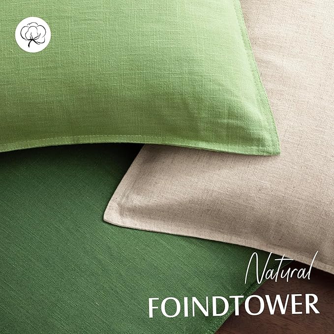Foindtower Pack of 2, Decorative Linen Soild Throw Pillow Covers Soft Accent Euro Cushion Case Boho Farmhouse Pillowcase for Chair Couch Sofa Bedroom Living Room Home Decor 26 x 26 Inch Lime Green