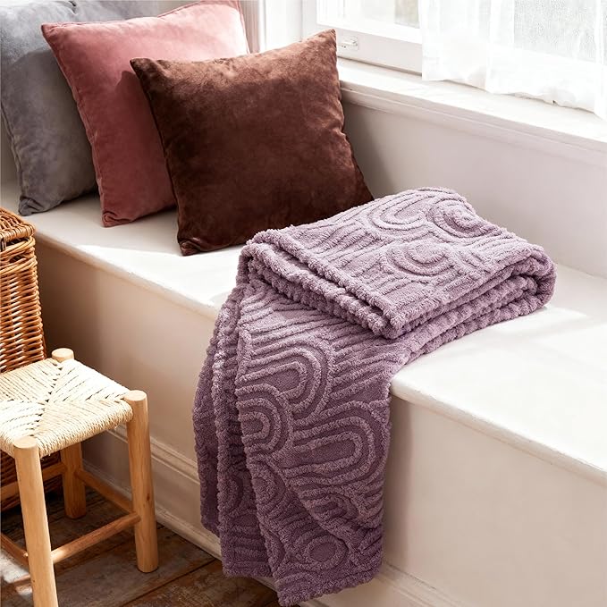 Bedsure GentleSoft Twin Blanket for Bed - Cozy Soft Blankets for Women, Cute Small Fleece Throws for Girls, Graduation Decorations Gift for Her Him School Dorm, Purple, 60x80 Inches
