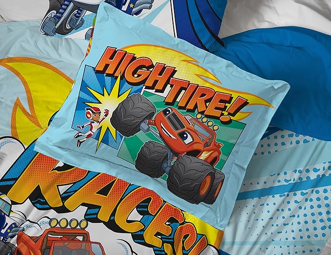Jay Franco Blaze and The Monster Machines Off to The Races 5 Piece Twin Size Bed Set - Includes Comforter & Sheet Set - Super Soft Fade Resistant Microfiber (Official Blaze Products)
