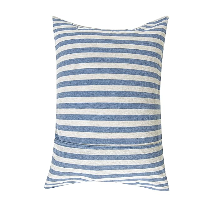 NTBAY Organic Cotton Toddler Pillowcases - Super Soft & Breathable Jersey Cotton Toddler Pillow Cases, 13”x18” Pillow Cases with Envelope Closure, Blue and White Stripe