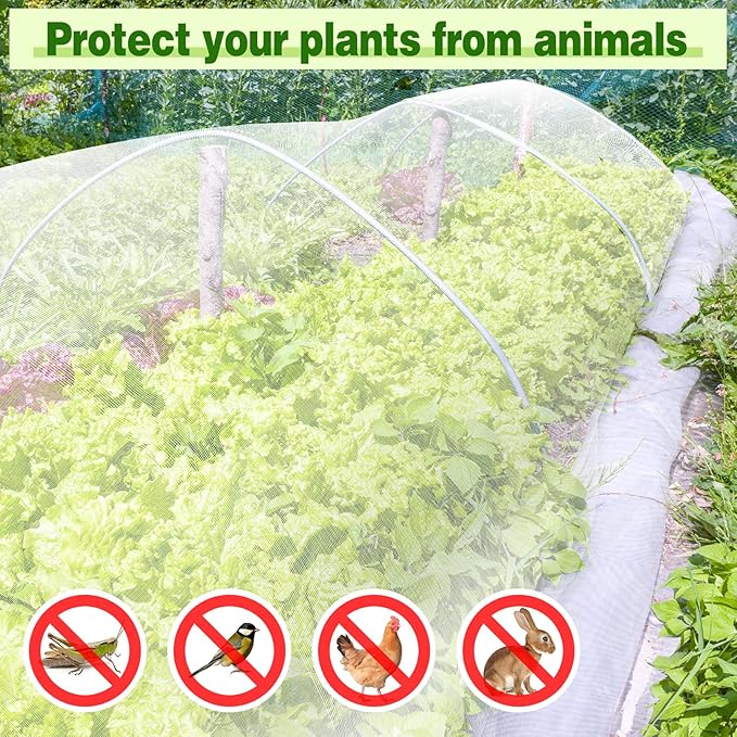 Stronger Garden Mesh Netting - 10 x 33 ft PP Nanocomposite Bird Net Barrier, Mosquito Netting Screen for Outdoor Plants Vegetables Patios Balconies Terraces, Shading Rate 20% (White)