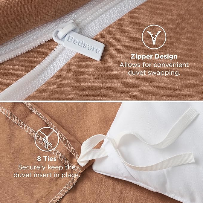 Bedsure Taupe Duvet Cover Twin/Twin XL Size - 2 Pieces Prewashed Cotton-Like Polyester Extra Soft Bedding Set, Includes 1 Twin Duvet Cover 68''x90'' with Zipper Closure & 1 Pillow Sham, No Comforter