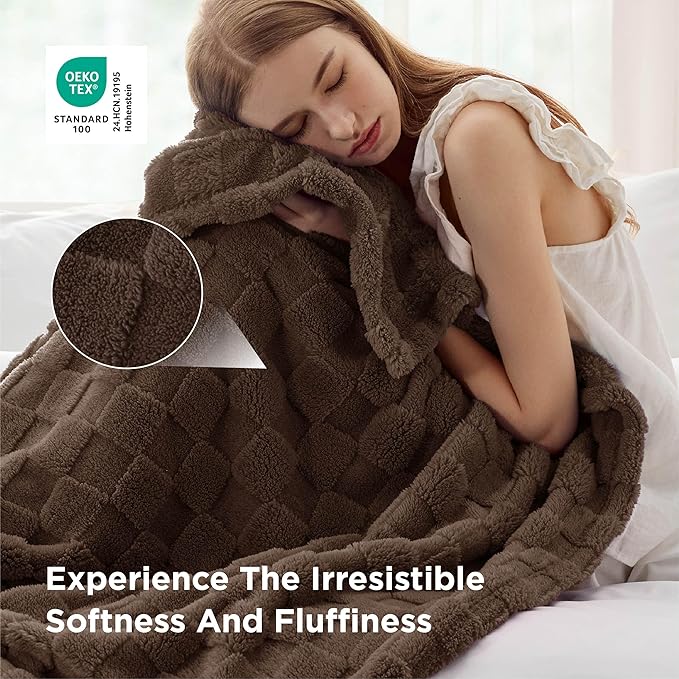 Bedsure GentleSoft Twin Blanket for Bed Brown - Super Soft Cozy Blankets for Women Men Girls, Cute Fuzzy Fleece Throws for Bedroom Couch, 60x80 Inches