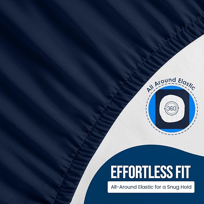 Utopia Bedding Waterproof Mattress Protector Full Size, Premium 200 GSM Terry Mattress Cover, Soft & Breathable Bed Cover, Fitted Sheet Style with Stretchable Deep Pockets 15" (Navy Blue)