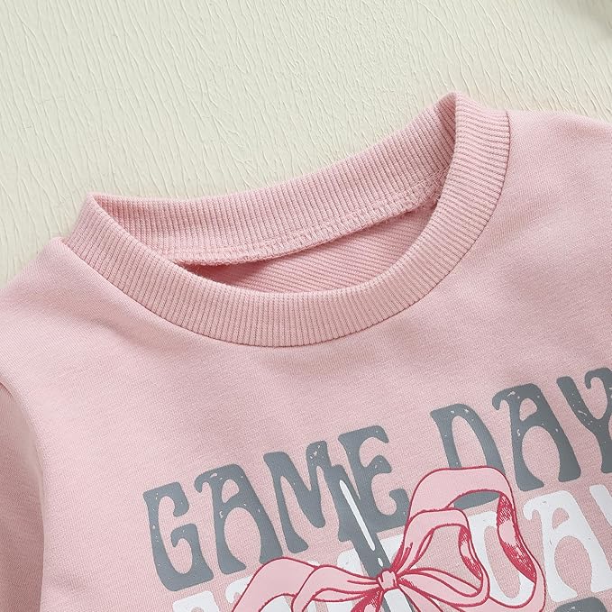 Newborn Infant Baby Girl Game Day Outfit Bows Hockey Onesie One Piece Long Sleeve Romper Winter Clothes