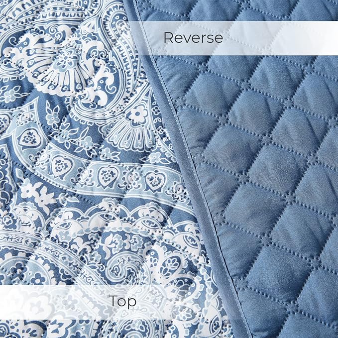 Mellanni Twin Bedspread Coverlet Set - Bedding Cover with Sham - Ultrasonic Quilting Technology - 2 Piece Oversized Quilt Set - Bedspreads & Coverlets (Twin, Medallion Blue)