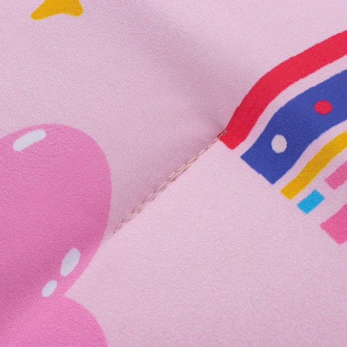 Btargot Lightweight Soft 3 Piece Rainbow Comforter Set with 2 Pillow Covers, Cartoon Love Hearts Suns and Stars Bedding Set for Girls Boys Kids, Twin Light Pink