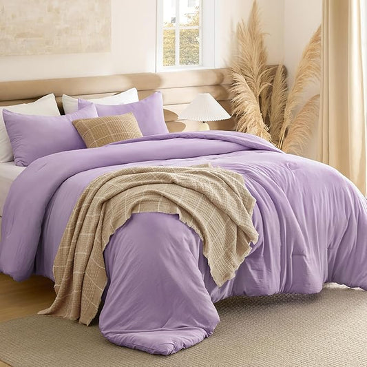 Bedsure King Comforter Set, Lavendar Soft Prewashed Bedding for All Seasons, 3 Pieces GentleSoft™ Bed Set, 1 Lightweight Comforter (104"x90") and 2 Pillowcases (20"x36")