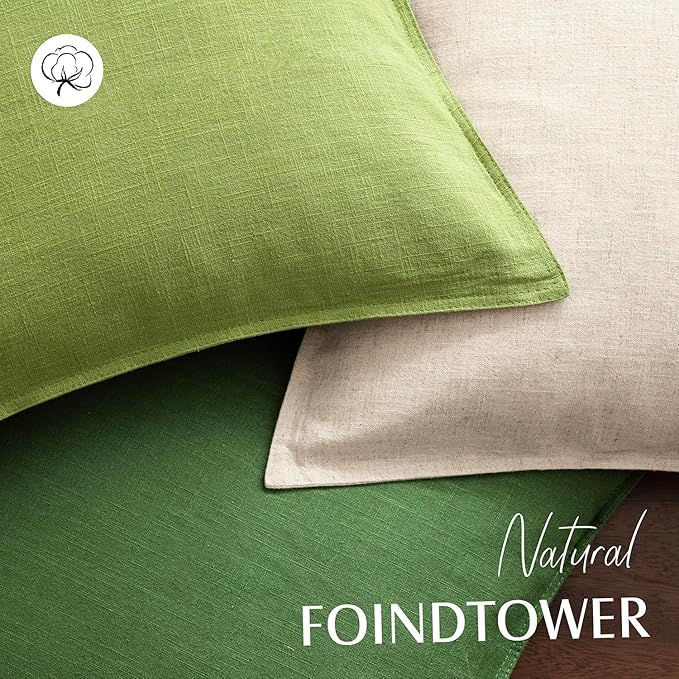 Foindtower Pack of 2, Decorative Linen Soild Throw Pillow Covers Soft Accent Lumbar Cushion Case Boho Farmhouse Pillowcase for Chair Couch Sofa Bedroom Living Room Home Decor 12 x 20 Inch Lush Green