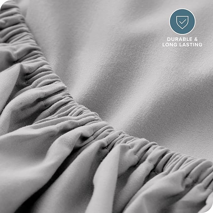 Bare Home Fitted Bottom Sheet California King Size - Premium 1800 Microfiber - Ultra-Soft Hotel Luxury - Deep Pocket - Durable and Long Lasting (California King, Light Grey)