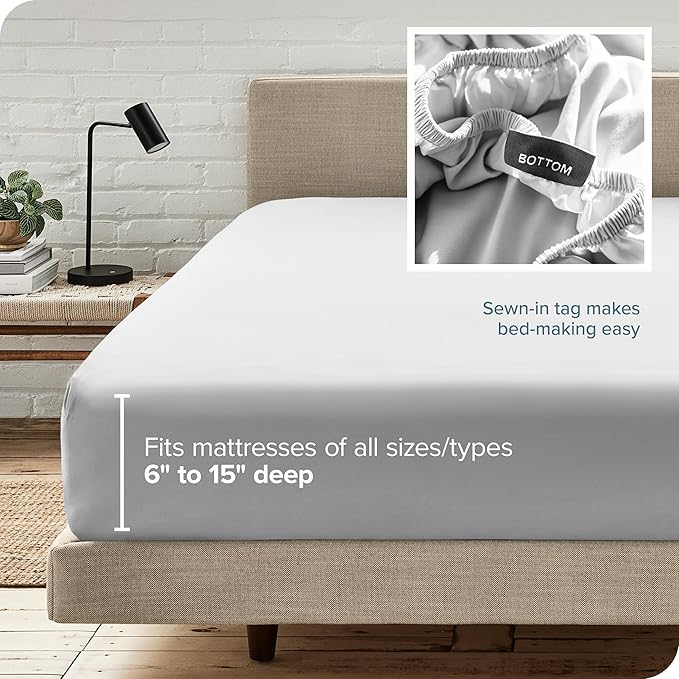 Bare Home Fitted Bottom Sheet Full Size - Premium 1800 Microfiber - Ultra-Soft Hotel Luxury - Deep Pocket - Durable and Long Lasting (Full, Cloud Grey)