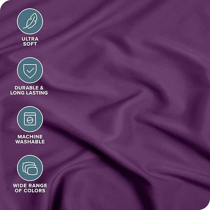 Bare Home 2-Pack Fitted Bottom Sheets Split King - Premium 1800 Ultra-Soft Microfiber - Deep Pocket - 4 Twin XL Fitted Sheets (Split King, Plum)