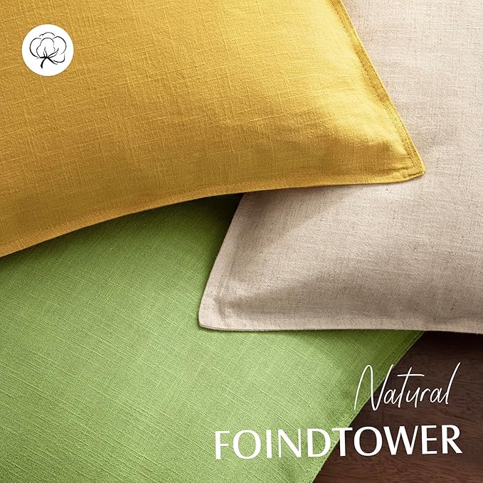 Foindtower Pack of 2, Decorative Linen Soild Throw Pillow Covers Soft Accent Euro Cushion Case Farmhouse Neutral Pillowcase for Chair Couch Sofa Bed Living Room Home Decor 20 x 20 Inch Ginger Yellow