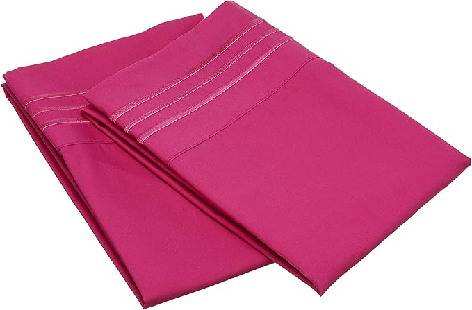 Elegant Comfort 1500 Thread Count Wrinkle & Fade Resistant Egyptian Quality Ultra Soft Luxurious 2-Piece Pillowcases, King Size, Hot Pink