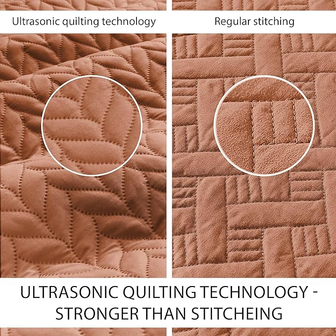 IR Imperial Rooms Queen Quilt Bedding Set Size (90" x 96") + 2 Pillow Shams (20" x 26"+ 2") - 3 Pcs All Season Lightweight Reversible Microfiber Coverlet Embossed Quilt Bedspread (Rust)