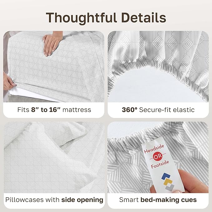 California Design Den Full Size Bed Sheets Set - 400 Thread Count Sateen, Natural 100% Cotton Sheets Full Size, Deep Pocket and Durable Bedding Set - Taupish-Sage Crosshatch