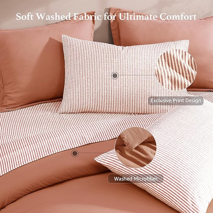 Monbix King Size Comforter Set - 7 Pieces Autumn Leaf Prewashed Bed in a Bag King Bedding Sets with Comforters, All Seasons Ultra Soft Comforter Bed Set with Sheets,Pillowcases & Shams