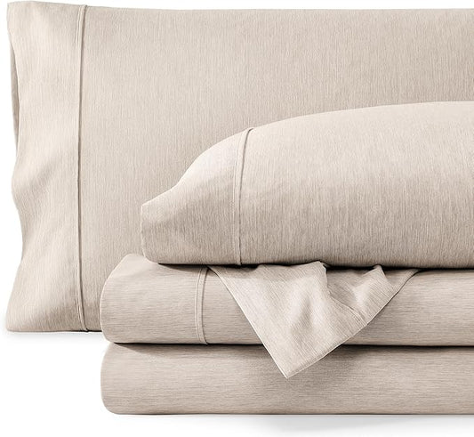 Bare Home Queen Sheet Set - Luxury 1800 Ultra-Soft Microfiber Double Brushed - Deep Pockets - Easy Fit - 4 Piece Set - Bedding Sheets & Pillowcases (Queen, Heathered Pebble)